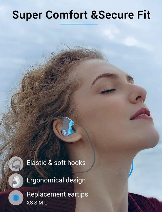 Alt view image 7 of 7 - Bluetooth 5.3 Headphones, Wireless Sports In-Ear Earbuds IPX7 Waterproof 16 Hours Playtime, Sweatproof Stereo Earphones with MIC, Noise Cancelling Headsets for Gym Running Workout, Clear Sound