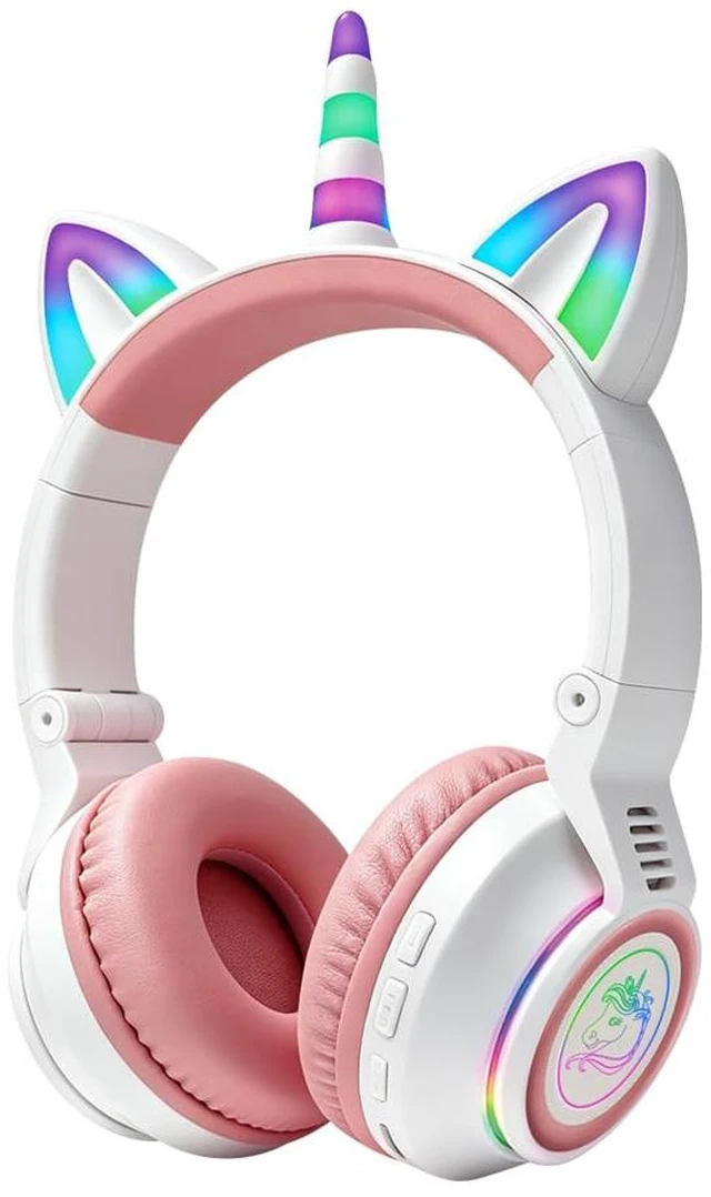 Main image of Unicorn Headphones for Girls, Kids Bluetooth Wireless, White 7 Colour Flash Light, 93dB Volume Limited, Toddlers Tablet/iPad/ Fire, Birthday Gifts