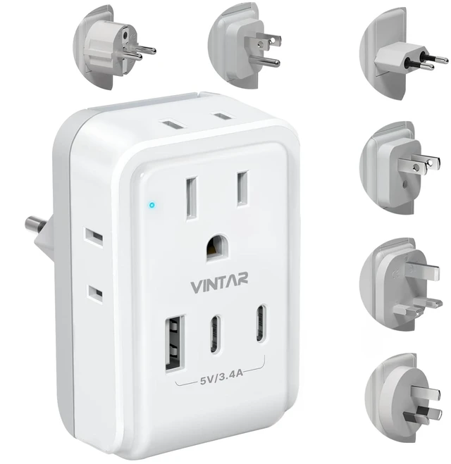 Main image of Universal Travel Adapter Kit, Type A,B,C,E/F,G,I Detachable Plug 7 in 1 International Power Adapter with 4 Outlets 3 USB(2 USB-C), Travel Adaptor Worldwide for US Europe UK Australia Japan