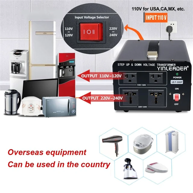 Alt view image 2 of 7 - 3000 Watt Voltage Converter Transformer Step Up 110V to 220V or Step Down 220V to 110V Power Converter Adapter for use in The United States for European and Asian Household appliances
