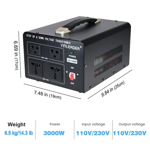 Alt view image 7 of 7 - 3000 Watt Voltage Converter Transformer Step Up 110V to 220V or Step Down 220V to 110V Power Converter Adapter for use in The United States for European and Asian Household appliances