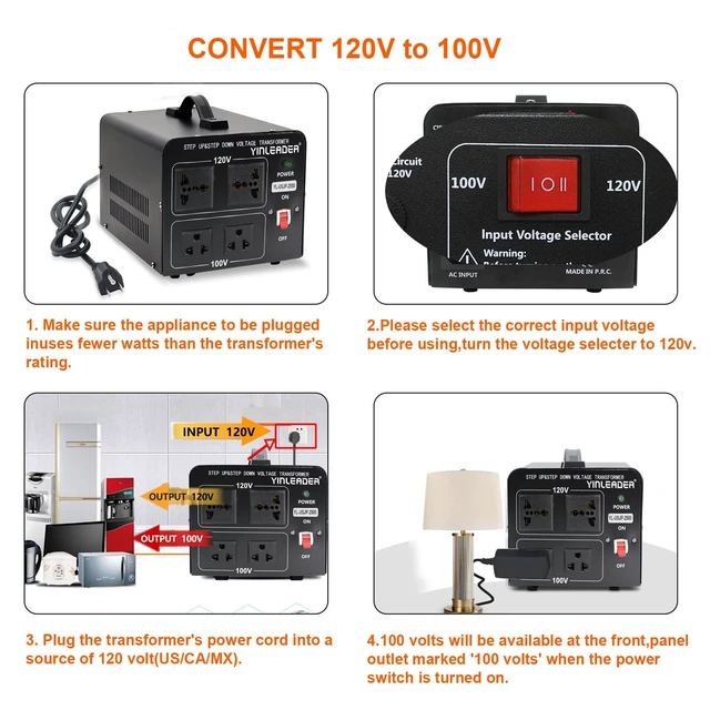Alt view image 3 of 7 - US to Japanese Voltage Converter - Step Down 120V to 100V for Japanese High-Power Devices use in US/CA/MX
