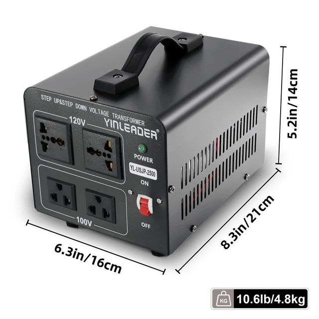 Alt view image 7 of 7 - US to Japanese Voltage Converter - Step Down 120V to 100V for Japanese High-Power Devices use in US/CA/MX