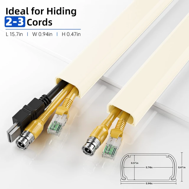 Alt view image 2 of 7 - 142in Cord Hider, Beige Cable Cover for 2-3 Wires on Wall, Premium Wire Hiders Wire Covers for Cords on Wall, Easier Setup TV Cable Management Kit, W0.94 H0.47in, Beige