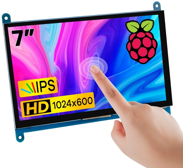 Main image of 7 Inch IPS LCD Touch Screen Display Panel 1024×600 Capacitive Screen HDMI Monitor for Raspberry Pi5/Pi4/Pi3/ZERO W, BB Black, Windows 10 8 7