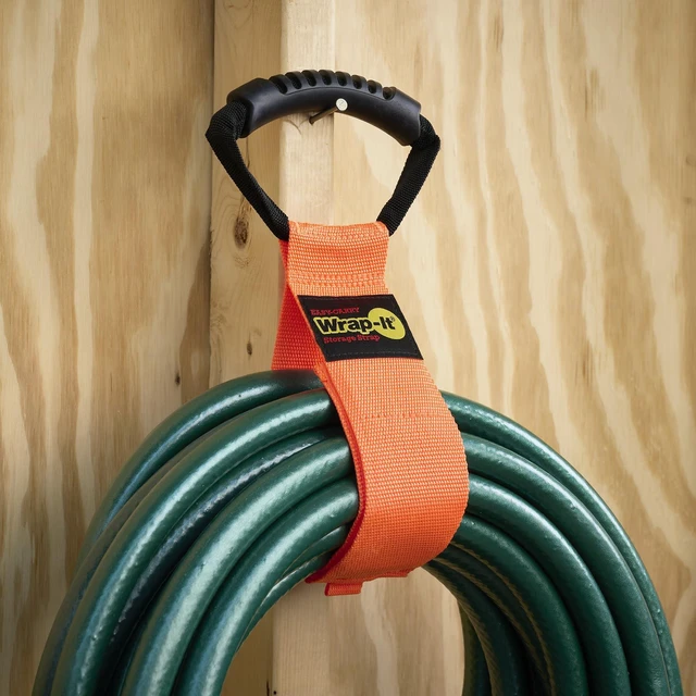 Alt view image 4 of 7 - Easy-Carry Straps - 22" (2-Pack) Blaze Orange Heavy-Duty Hook and Loop Cord Carrying Strap, Hanger, and Organizer with Handle for Pool Hoses, Garden Hoses, Cords, Cables