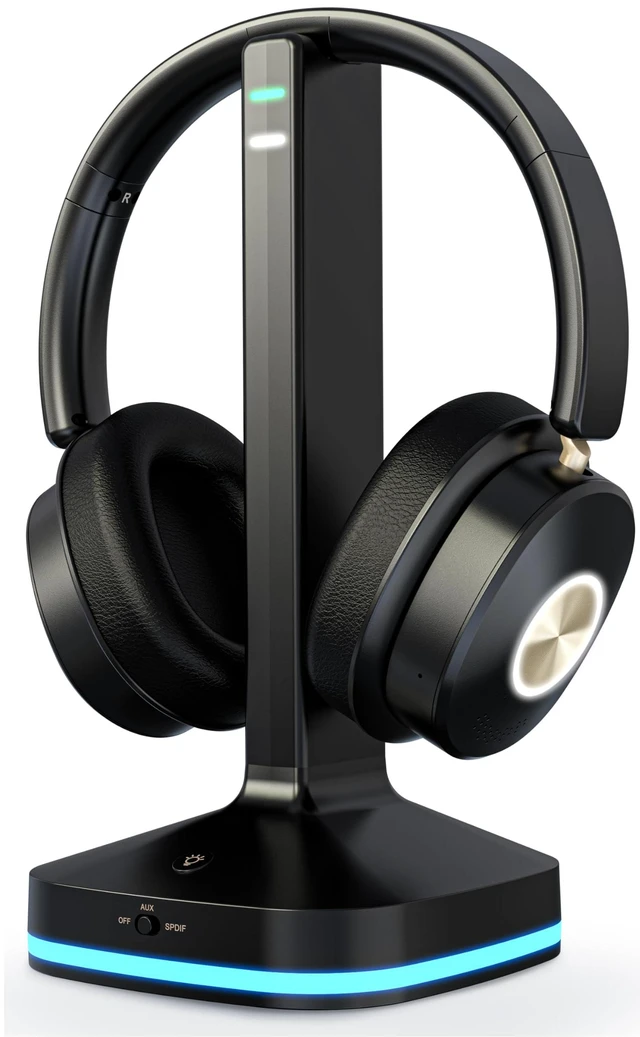 Main image of Wireless Headphones for TV, Optical RCA AUX Transmitter Charging Dock Low-latency HiFi stereo with plug-and-play setup, designed for seniors and private TV listening without disturbing others