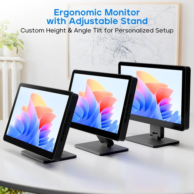 Alt view image 7 of 7 - 10.1" Touchscreen Monitor, 1024x600 IPS Raspberry Pi Screen, HDMI 5-Point Touch, Dual Speakers, Plug & Play, Pi 5/4/3/Zero, Home Assistant, Gaming, PC Sub-Monitor, 3 Display Modes, with Case