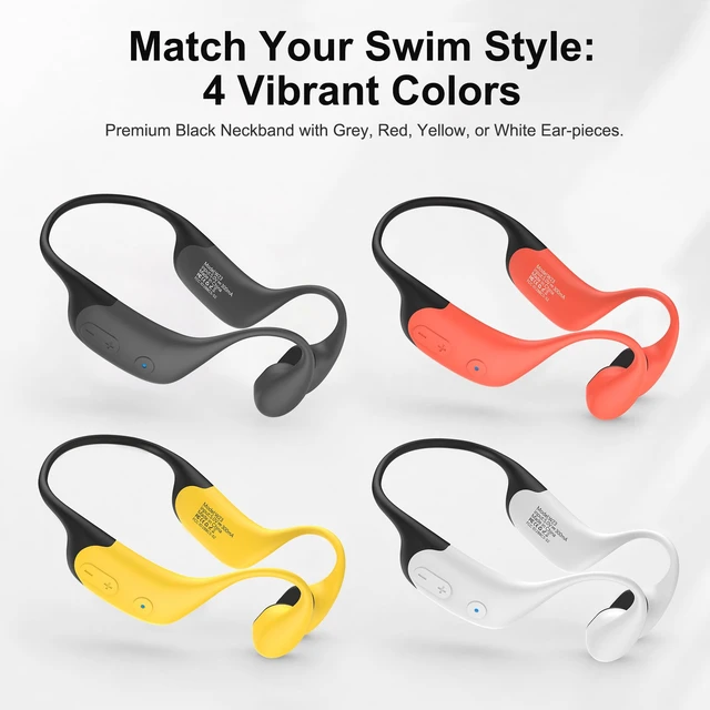 Alt view image 4 of 7 - Swimming Headphones for Spotify, No Downloads Needed T6+W23 SwimCombo Stream Phone Audio via T6 Bone Conduction Swim Coach Communicator Silicone-Coated Housing