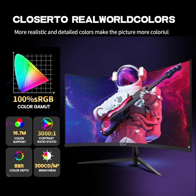 Alt view image 3 of 7 - 24" Curved Gaming Monitor,FHD 1080p 200Hz,1ms MPRT, AMD FreeSync,VA 2800R,HDMI 2.0 & DisplayPort 1.4, VESA Mount, Frameless, Eye Care, for Home Office, Dorm &Gaming &Dual Screen Setup,PS5,Xbox