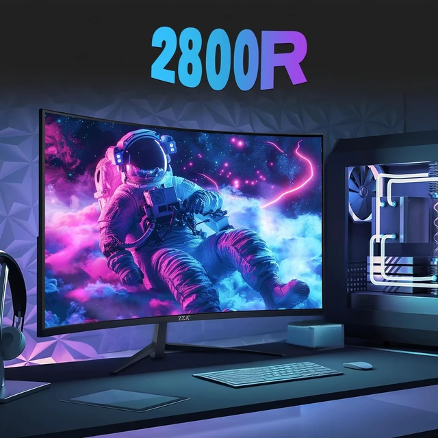Alt view image 6 of 7 - 24" Curved Gaming Monitor,FHD 1080p 200Hz,1ms MPRT, AMD FreeSync,VA 2800R,HDMI 2.0 & DisplayPort 1.4, VESA Mount, Frameless, Eye Care, for Home Office, Dorm &Gaming &Dual Screen Setup,PS5,Xbox