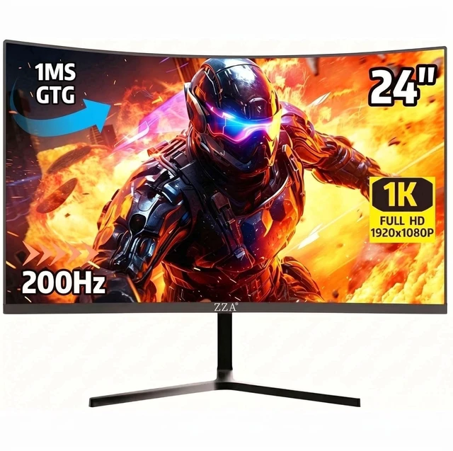Main image of 24" Curved Gaming Monitor,FHD 1080p 200Hz,1ms MPRT, AMD FreeSync,VA 2800R,HDMI 2.0 & DisplayPort 1.4, VESA Mount, Frameless, Eye Care, for Home Office, Dorm &Gaming &Dual Screen Setup,PS5,Xbox