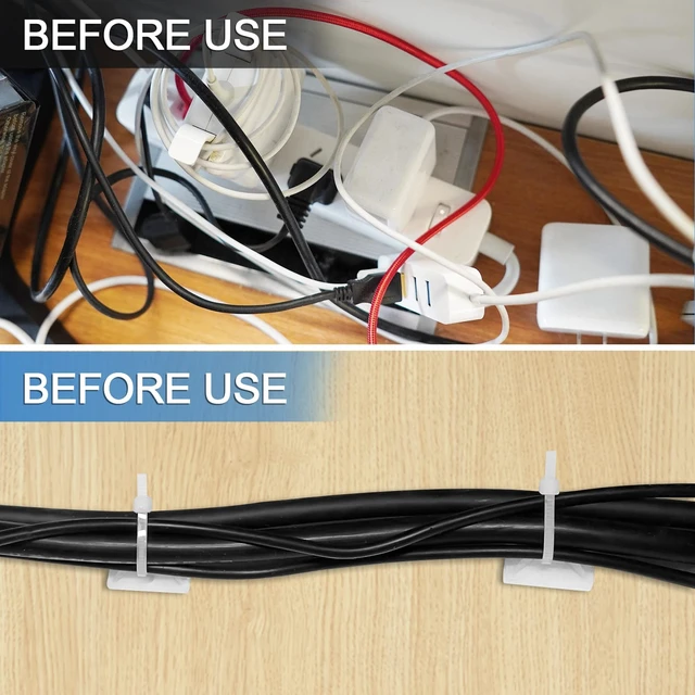 Alt view image 4 of 7 - Zip Tie Mounts - 1000 PCS Cable Self Adhesive Mounts Set for Wire Management with Stick Pads Anchors Clips Squares Holders (White)