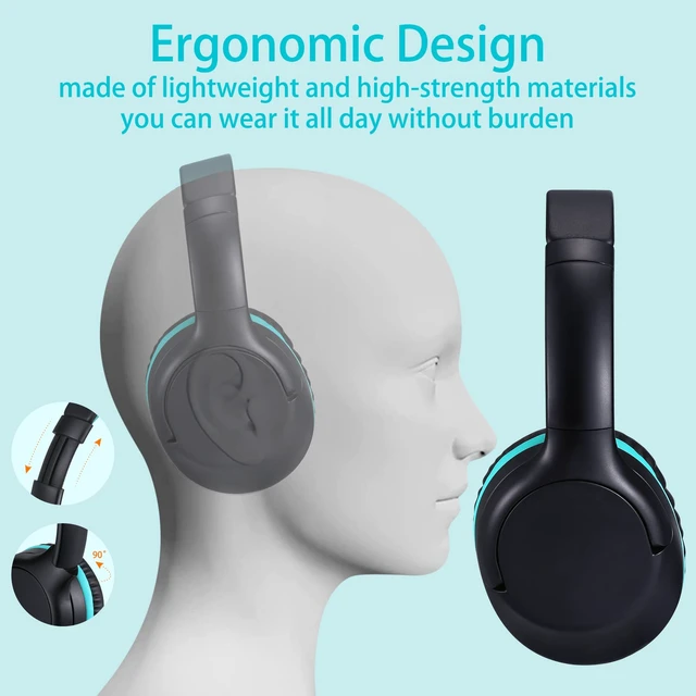 Alt view image 3 of 6 - Kids Headphones Over-Ear Headphones for Kids/Teens/School with 94dB Volume Limited Adjustable Stereo 3.5MM Jack Wire Cord for Fire Tablets/Travel/PC/Phones(Black)