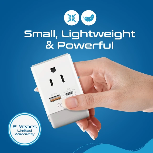 Alt view image 7 of 7 - Australia China New Zealand Power Plug Adapter, QC 3.0 & PD - Safe Dual USB & USB-C - 2 USA Socket for USA to Australian New Zealand Fiji Argentina, Type I AP-16 Fast Charging