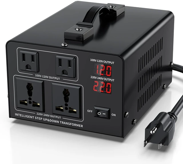 Main image of 2000W Voltage Converter Transformer Step Up 110V/120V to220V/240V or Step Down 220V to 110V AC Power Converte, Circuit Breaker Protection, 2 US sockets, 2 Universal sockets, LCD Display