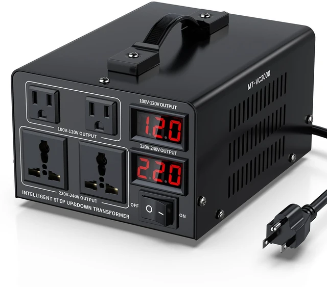 Main image of 2000W Voltage Converter Transformer(110V to 220V or 220V to 110V) Step Up/Down Converter 110/120 Volt - 220/240 Volt w/US Power Cord,Circuit Breaker Protection, LCD Screen Display