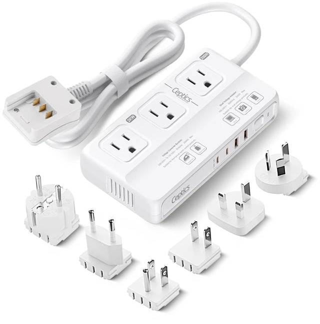 Main image of 220v to 110v Converter for Travel, 2000W Voltage Converter US to Europe with 3 AC outlets, 4 USB Ports (2X USB-C) and 6 SWadAPt attachments