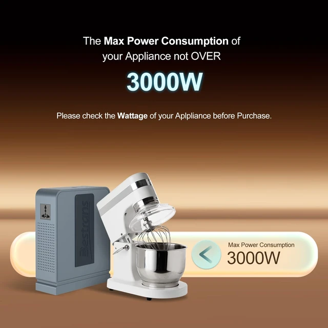 Alt view image 2 of 7 - 3000W Step Up Transformer, 110V to 220V Converter, Grey Blue Toroidal Core, Appliances for Use in Asia&Europe, 110V-120V to 220V-240V with Dual Outlets, Overload Protection, Heavy Duty