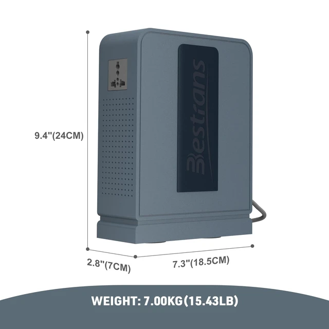Alt view image 5 of 7 - 3000W Step Up Transformer, 110V to 220V Converter, Grey Blue Toroidal Core, Appliances for Use in Asia&Europe, 110V-120V to 220V-240V with Dual Outlets, Overload Protection, Heavy Duty