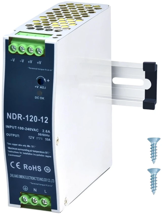Main image of 12VDC Power Supply NDR 120W DIN Rail Power Supply Switch Switching Converter DC (Input 100-240VAC Output 12VDC 50/60HZ 12V 10A)