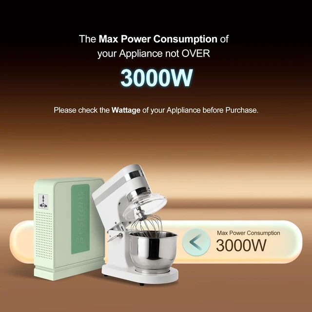 Alt view image 2 of 7 - 3000W Step Up Transformer, 110V to 220V Converter, Light Green Toroidal Core, Appliances for Use in Asia&Europe, 110V-120V to 220V-240V with Dual Outlets, Overload Protection, Heavy Duty