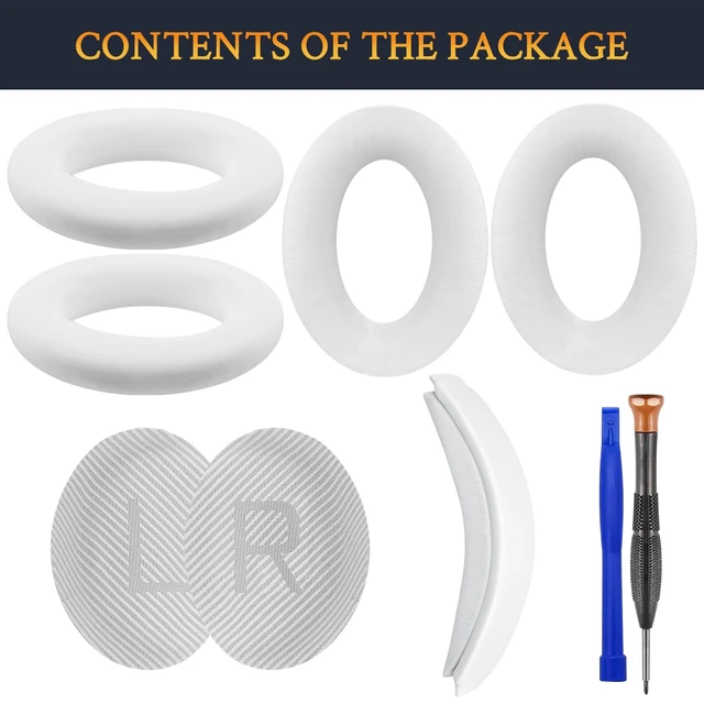 Alt view image 3 of 6 - Replacement Kit for Bose QuietComfort QC35/QC35 ii Over-Ear Headphones, Ear Pads Cushions + Headband + Silicone Earpads Cover Protector - White