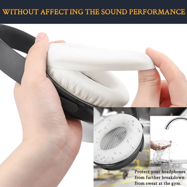 Alt view image 5 of 6 - Replacement Kit for Bose QuietComfort QC35/QC35 ii Over-Ear Headphones, Ear Pads Cushions + Headband + Silicone Earpads Cover Protector - White