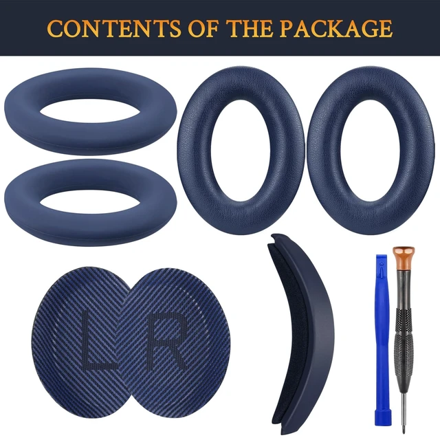 Alt view image 3 of 6 - Replacement Kit for Bose QuietComfort QC35/QC35 ii Over-Ear Headphones, Ear Pads Cushions + Headband + Silicone Earpads Cover Protector - Blue