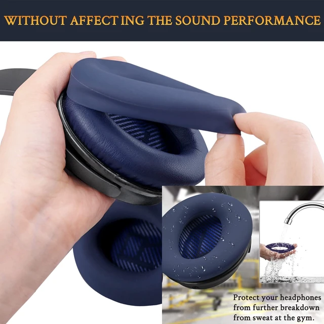 Alt view image 5 of 6 - Replacement Kit for Bose QuietComfort QC35/QC35 ii Over-Ear Headphones, Ear Pads Cushions + Headband + Silicone Earpads Cover Protector - Blue