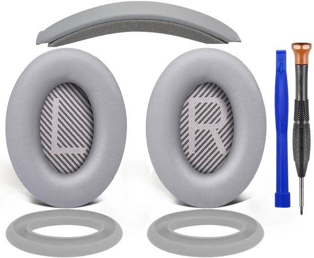 Main image of Replacement Kit for Bose QC35/QC35 ii - Silver EarPads + Headband + Silicone Cover for (QuietComfort35 & Quiet Comfort35 ii) Headphones