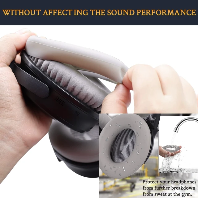 Alt view image 5 of 6 - Replacement Kit for Bose QC35/QC35 ii - Silver EarPads + Headband + Silicone Cover for (QuietComfort35 & Quiet Comfort35 ii) Headphones