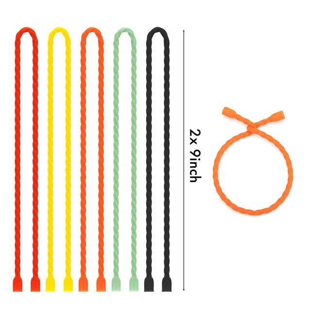 Alt view image 2 of 7 - 10 PCS 18-Inch Silicone Cable Ties - Reusable Rubber Twist Ties Bendable Cable Ties for Bundling and Holding, All Purpose Cord Tie for Indoor and Outdoor(5 Colors)