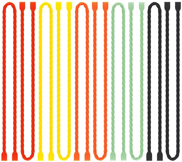 Main image of 10 PCS 18-Inch Silicone Cable Ties - Reusable Rubber Twist Ties Bendable Cable Ties for Bundling and Holding, All Purpose Cord Tie for Indoor and Outdoor(5 Colors)