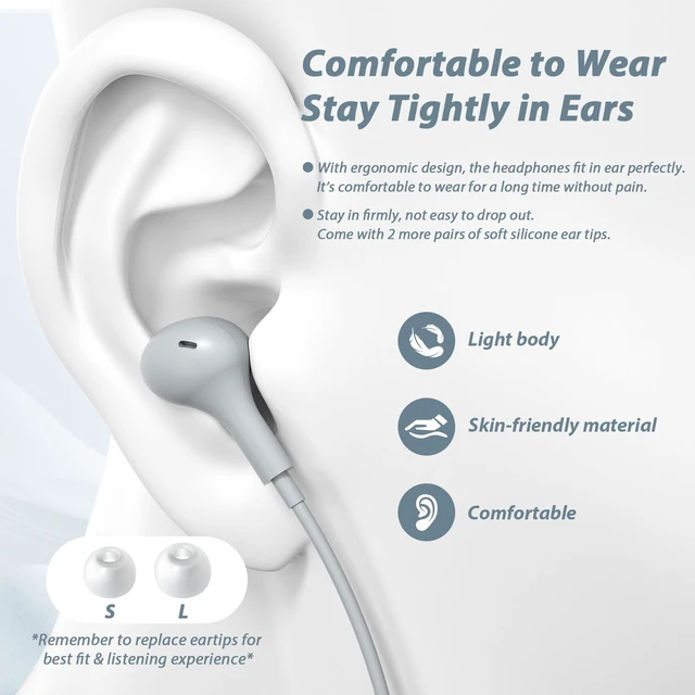 Alt view image 5 of 7 - USB C Headphones for iPhone 18 Pro Max 17 16 15/Galaxy S26 FE Wired Earbuds Mic Volume Control Magnetic Noise Isolation in-Ear Type C Earphones for iPad 10/Mini/Samsung S25 S24 S23 S22/Pixel 11 10 9 8