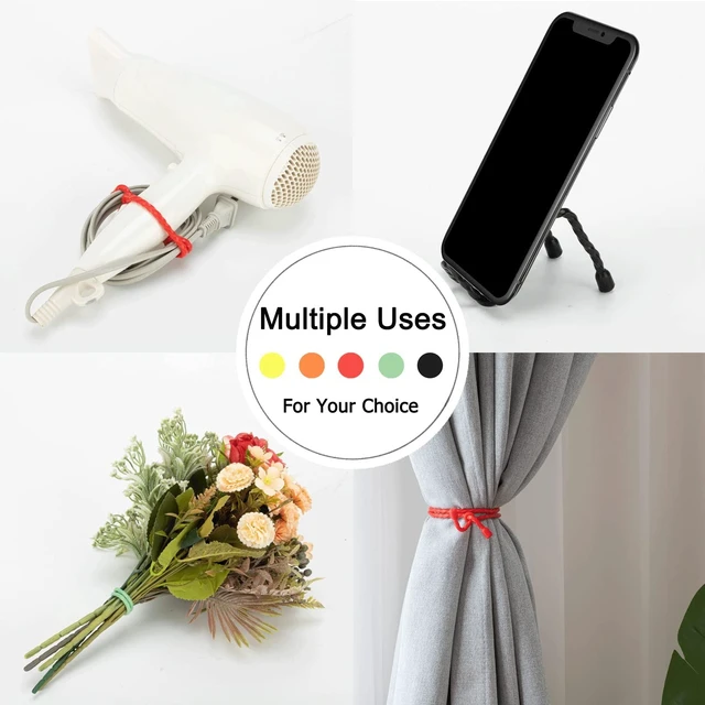 Alt view image 5 of 7 - 10 PCS 12-Inch Silicone Cable Ties - Reusable Rubber Twist Ties Bendable Cable Ties for Bundling and Holding, All Purpose Cord Tie for Indoor and Outdoor (5 Colors)