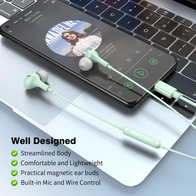 Alt view image 6 of 7 - USB C Headphones for iPhone 18 Pro Max 17 16 15/Galaxy S26 FE Wired Earbuds Mic Volume Control Magnetic Noise Isolation in-Ear Type C Earphones for iPad 10/Mini/Samsung S25 S24 S23 S22/Pixel 11 10 9 8