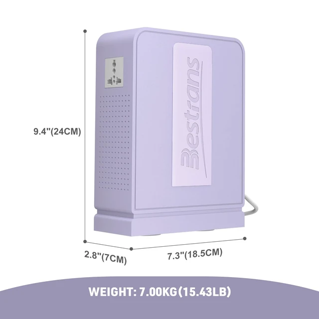 Alt view image 3 of 7 - 3000W Step Up Transformer, 110V to 220V Converter, Light Purple Toroidal Core, Appliances for Use in Asia&Europe, 110V-120V to 220V-240V with Dual Outlets, Overload Protection, Heavy Duty