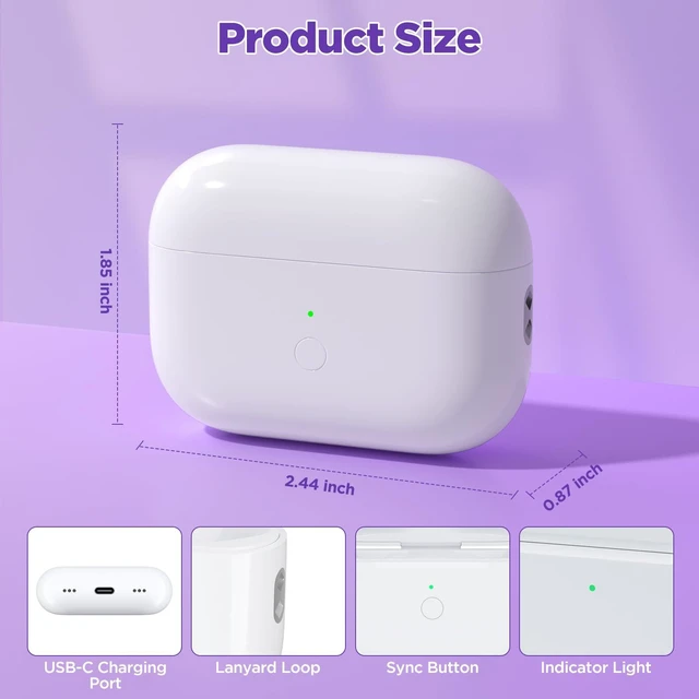Alt view image 4 of 7 - Wireless Charging Case Replacement for AirPods Pro 1st & 2nd Gen, USB-C Port with Pairing & Sync Button, Replacement Airpods Pro 2 Charging case Support Wireless Airpods pro 2 Charging case
