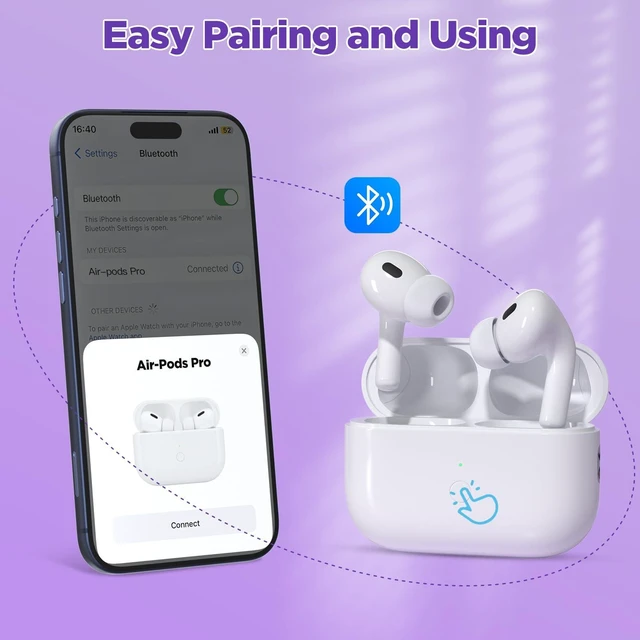 Alt view image 5 of 7 - Wireless Charging Case Replacement for AirPods Pro 1st & 2nd Gen, USB-C Port with Pairing & Sync Button, Replacement Airpods Pro 2 Charging case Support Wireless Airpods pro 2 Charging case