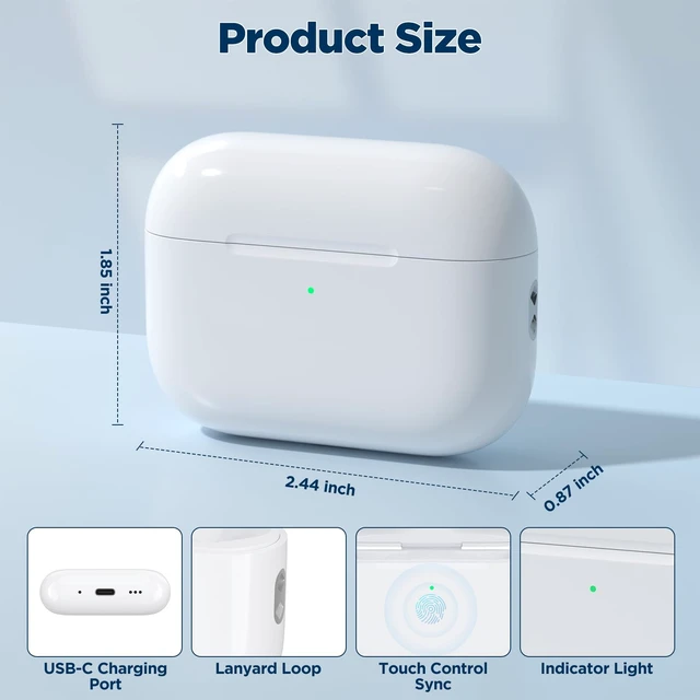 Alt view image 4 of 7 - Wireless Charging Case Replacement for AirPods Pro 3 (2025 Release), USB-C Port with Pairing & Sync Button, Replacement Airpods Pro 3 Charging case Support Wireless Airpods pro 3 Charger case