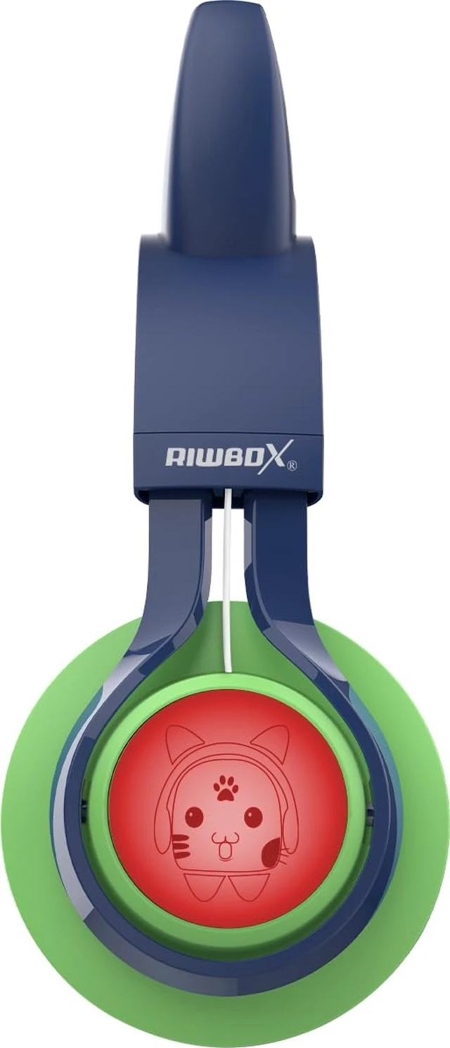 Alt view image 7 of 7 - Kids Headphones, CT-7S Cat Ear Bluetooth Headphones with LED Light, 85dB Volume Limiting, Over Ear with Microphone for Laptop/PC/TV (Green&Navy Blue)