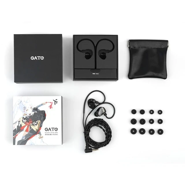 Alt view image 5 of 7 - GATE Dynamic Driver in-Ear Headphone 3.5mm Interchangeable Headphone Cable Headphone (Black, with mic)