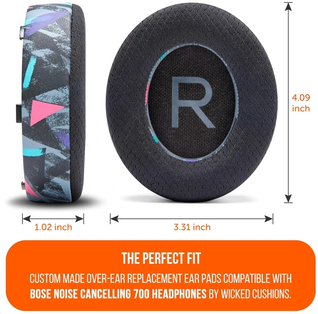 Alt view image 5 of 7 - Freeze NC700 - Cooling Gel Ear Pads for Bose Noise Canceling 700 Made by Wicked Cushions Breathable Sports Fabric, Extra Thick & Cooler for Longer 90's Black