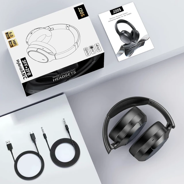 Alt view image 7 of 7 - Hybrid ANC Wireless Over-Ear Headphones, 100H Playtime, Hi-Res Audio, Bluetooth 6.0, Multi-Mode Noise Cancellation, Comfort Fit, iOS & Android Compatible, Foldable Design, Travel-Friendly (Black)