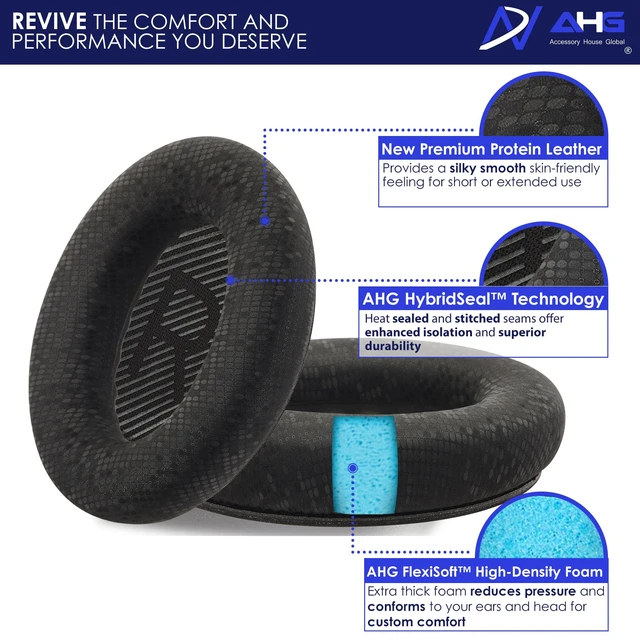 Alt view image 3 of 7 - QC35 Replacement Ear Pads Cushions Compatible with Bose QuietComfort 35 / qc35 ii Headphones (Mosaic). Premium Protein Leather Thick High-Density Foam Great Comfort