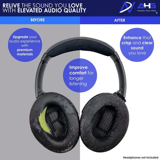 Alt view image 4 of 7 - QC35 Replacement Ear Pads Cushions Compatible with Bose QuietComfort 35 / qc35 ii Headphones (Mosaic). Premium Protein Leather Thick High-Density Foam Great Comfort