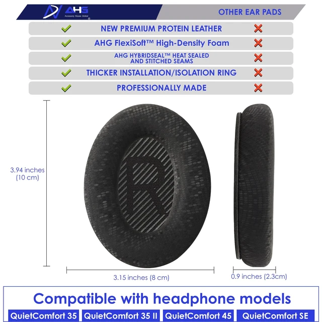 Alt view image 6 of 7 - QC35 Replacement Ear Pads Cushions Compatible with Bose QuietComfort 35 / qc35 ii Headphones (Mosaic). Premium Protein Leather Thick High-Density Foam Great Comfort