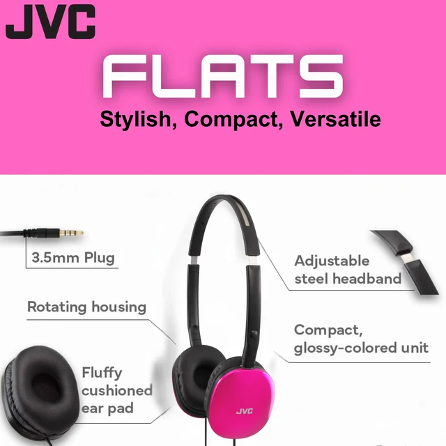 Alt view image 2 of 6 - Flats On-Ear Wired Headphones - Flat Foldable Design - 30mm Driver for Powerful Sound - Soft Ear-Pads for Comfort Steel Headband - Lightweight & Portable - PC/Laptop/Gaming - 3.5mm Slim Plug