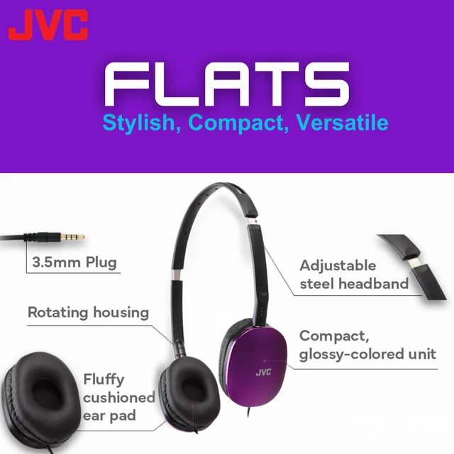 Alt view image 2 of 6 - Flats On-Ear Wired Headphones - Flat Foldable Design - 30mm Driver for Powerful Sound - Soft Ear-Pads for Comfort Steel Headband - Lightweight & Portable - PC/Laptop/Gaming - 3.5mm Slim Plug